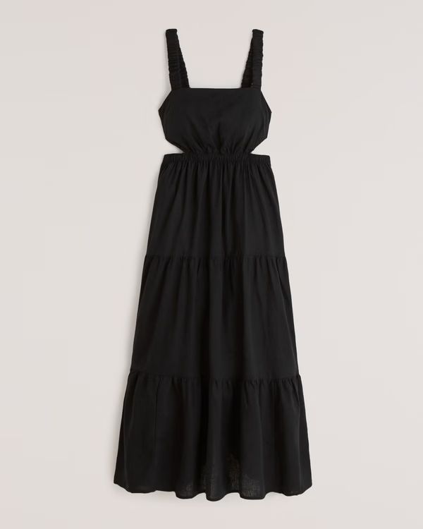Linen-Blend Cutout Maxi Dress | Abercrombie & Fitch (UK)
