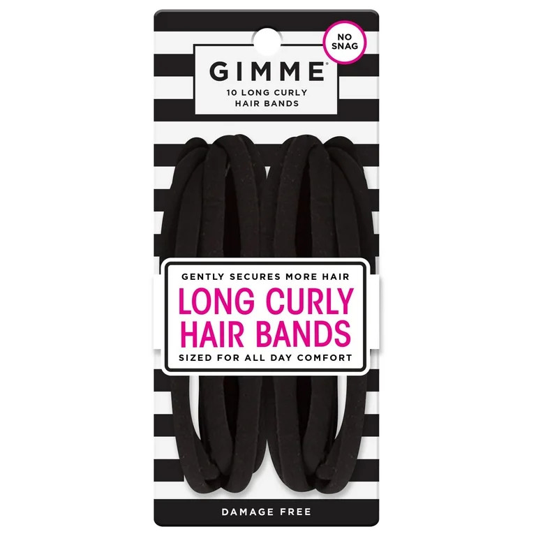 Gimme Long Curly Hair Bands, Black, 10 Ct | Walmart (US)