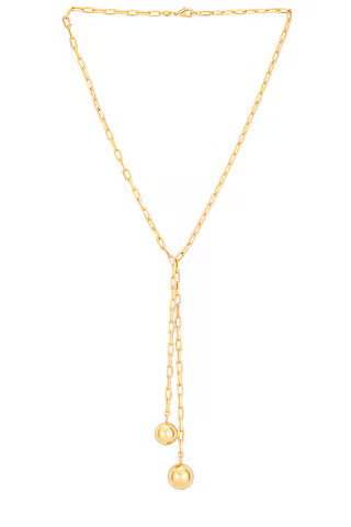 By Adina Eden Double Ball Link Drop Lariat Necklace in Gold from Revolve.com | Revolve Clothing (Global)
