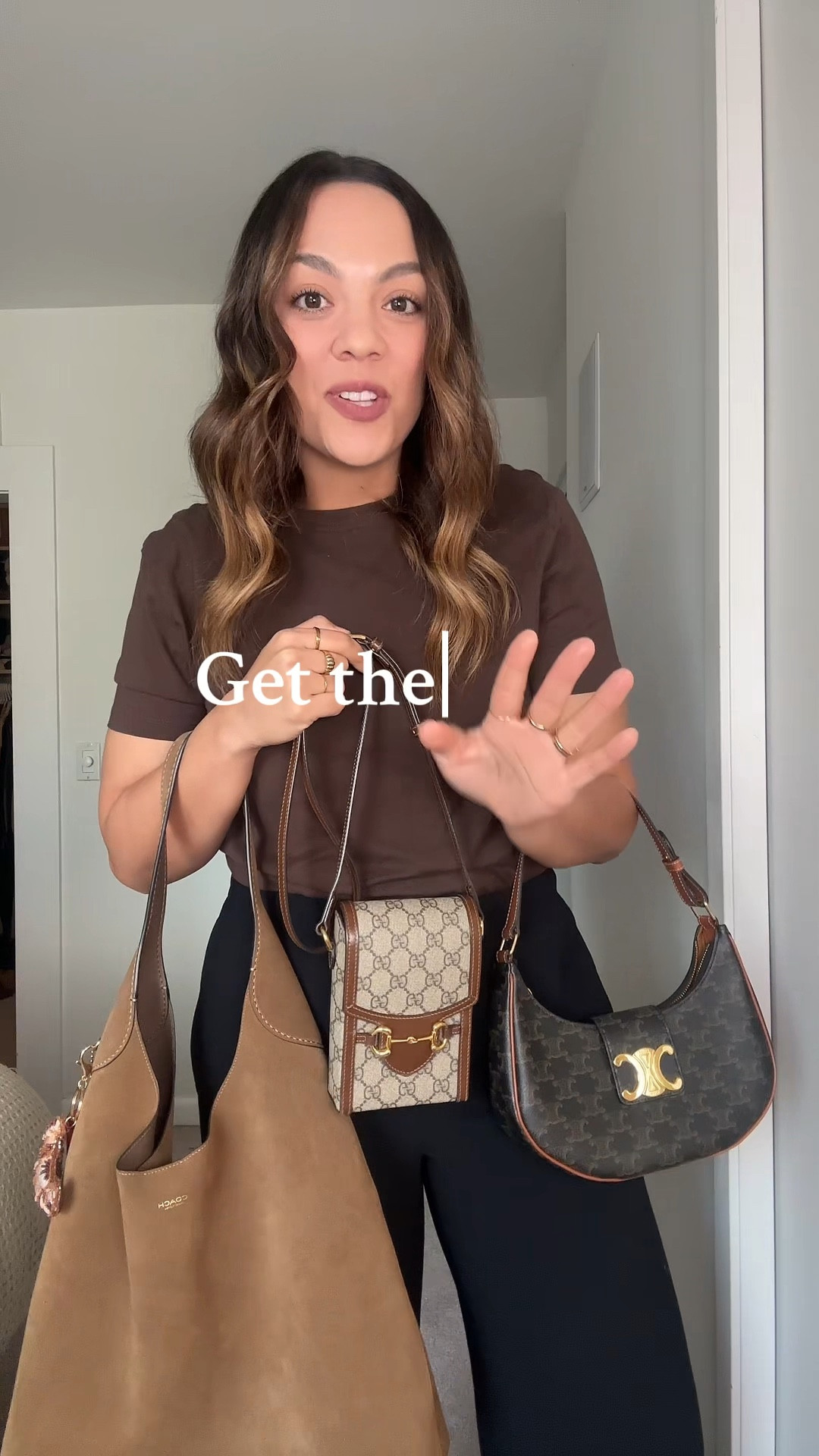 Get the look for less - find some of my fave designer bags on Poshmark!

Outfit 1:
-Oak + Fort espresso brown suede trench coat, I have a M/L. 
-Reformation striped cashmere sweater, I have a large. 
-Aritzia black pull-on pants, I have a medium. 
-Zara brown suede Mary Jane flats. 
-Coach Brooklyn bag, size 39. 

Outfit 2:
-Zara tan suede cropped jacket, I have a large. 
-Zara brown t-shirt, I have a large. 
-Gap low rise loose jeans, I have a size 10. 
-Gucci mini horsebit cross bag. 

Outfit 3:
-Zara brown dress, no longer in stock. 
-H&M brown tights, I have size large. 
-Sam Edelman knee high chocolate brown heeled boots, I have the wide calf version. 
-Celine Ava Triomphe bag in canvas. 



#LTKfall #LTKbag #LTKstyletip