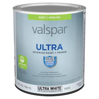 Valspar  Ultra Satin Ultra White Tintable Latex Interior Paint + Primer (1-Quart) | Lowe's