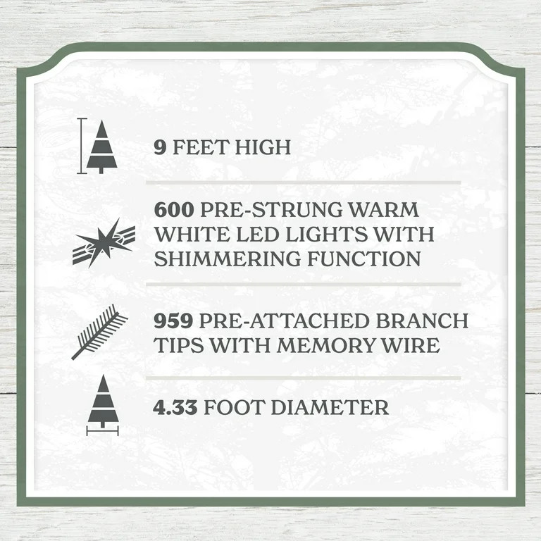 My Texas House 9ft Pre-lit Twinkle LED Cypress Artificial Christmas Tree, 600 LED, Green - Walmar... | Walmart (US)
