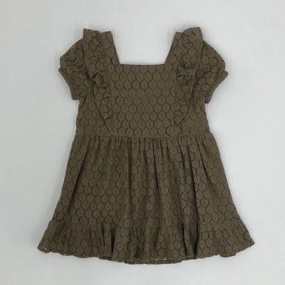 Toddler Girls' Lace Short Sleeve Dress - art class™ Olive Green | Target