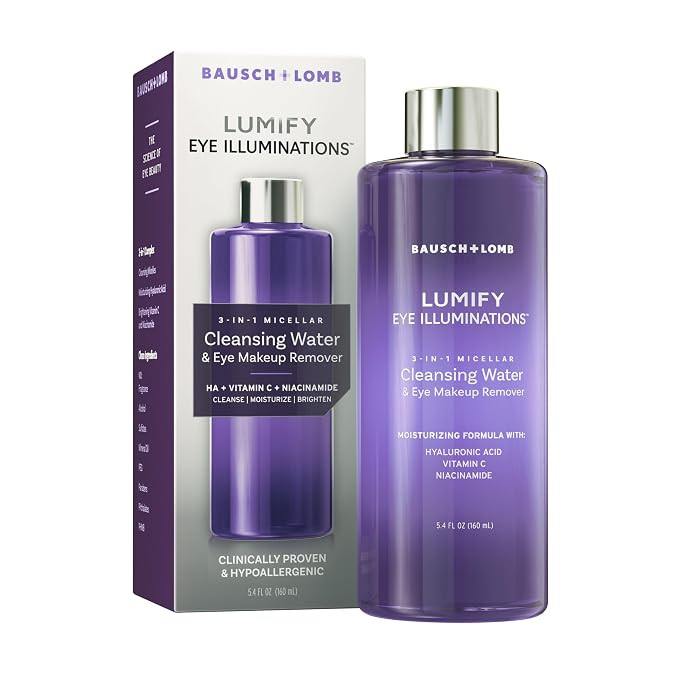 LUMIFY Eye Illuminations Cleansing Water & Eye Makeup Remover, 3-in-1 Micellar Water Contains Hya... | Amazon (US)