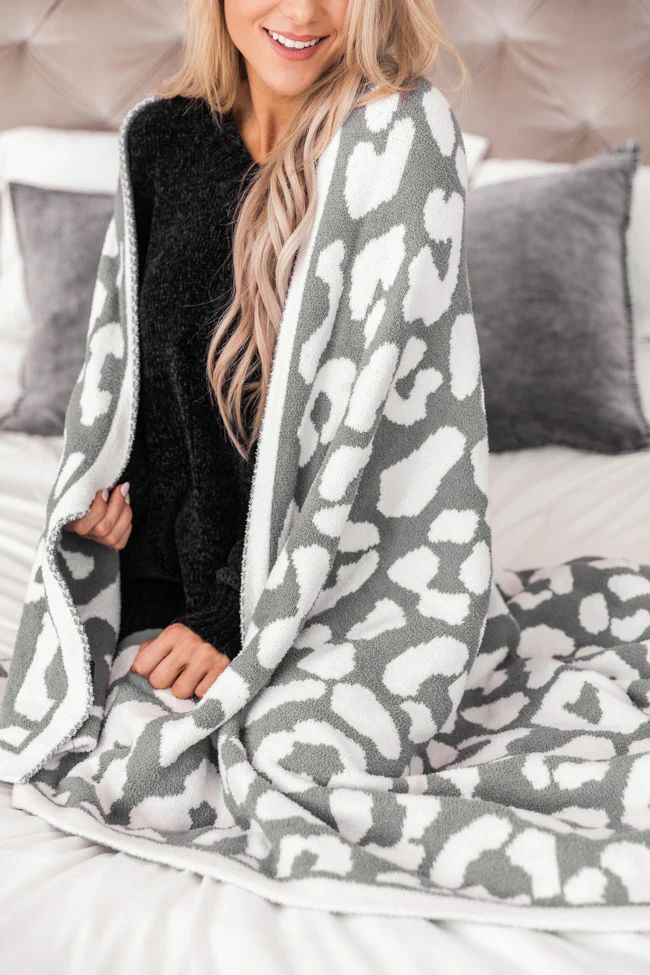 Keep You Warm Blanket Grey Leopard Print DOORBUSTER | The Pink Lily Boutique
