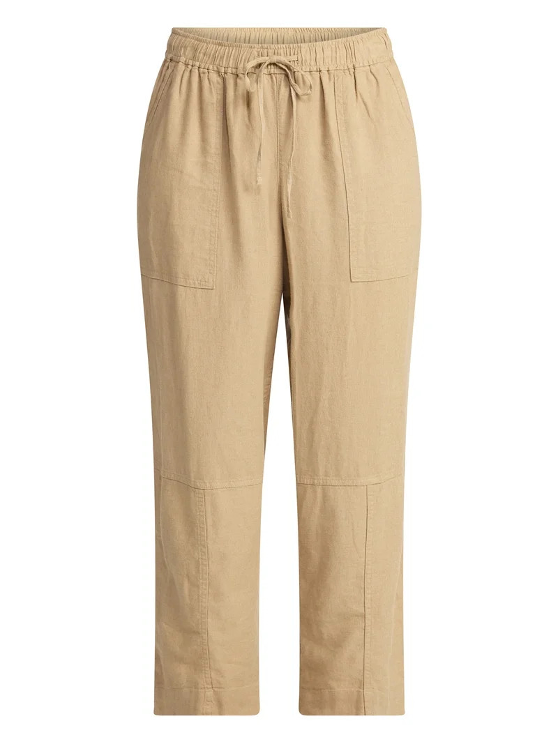 Time and Tru Women's Tapered Linen Blend Pants, Sizes XS-XXXL | Walmart (US)