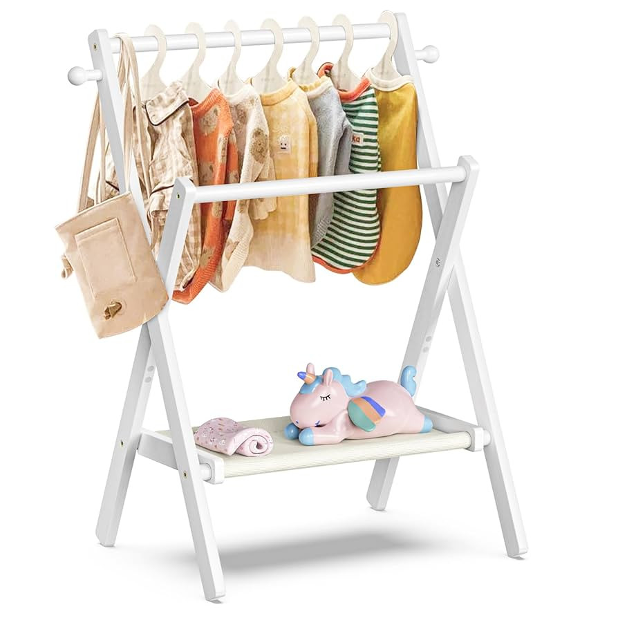 Baby Clothing Rack for Baby Shower Pets Dolls, Baby Clothes Rack with Storage Shelf & Double Rods... | Amazon (US)