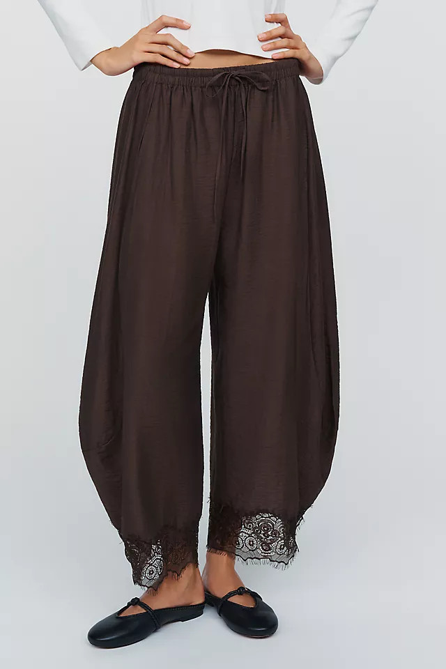 Reverie Lace-Trim Tapered Pants | Anthropologie (US)