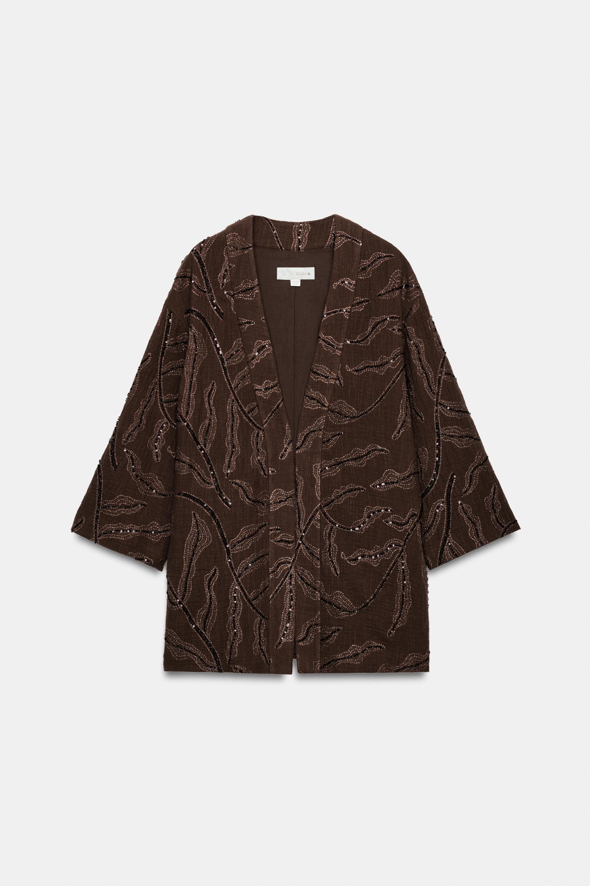 METALLIC THREAD AND sequin KIMONO JACKET | Zara UK
