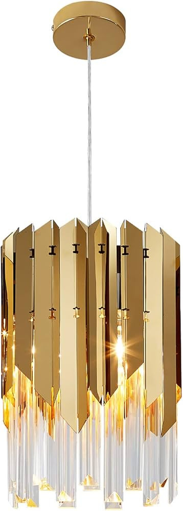 Biewalk Modern Crystal Gold Pendant Light Fixtures for Kitchen Island Luxury Gold Chandelier Perf... | Amazon (US)