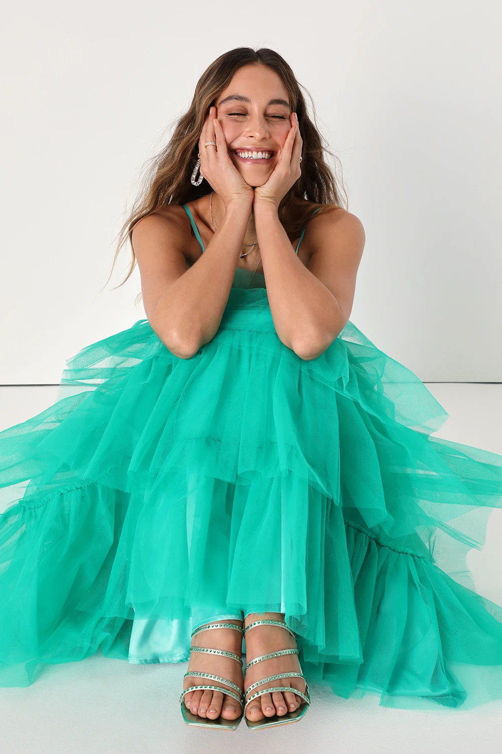 Rule the Runway Teal Green Tulle Bustier Tiered Maxi Dress | Lulus (US)