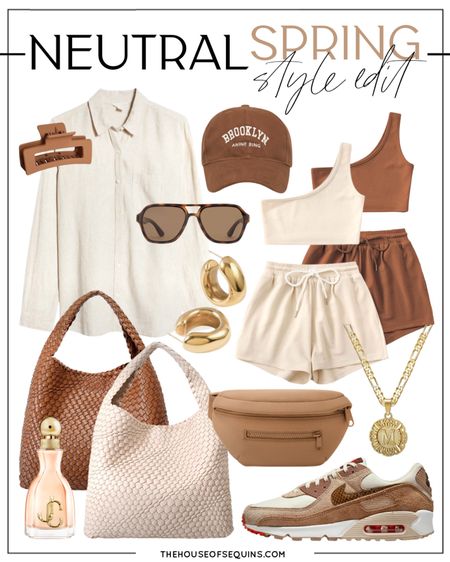 Neutral Spring Outfit Inspo! Amazon Fashion Matching Sets, linen shirt, woven tote bag, Nike Air Max 90, Anine Bing cap and more! 

#LTKsalealert #LTKstyletip #LTKSeasonal
