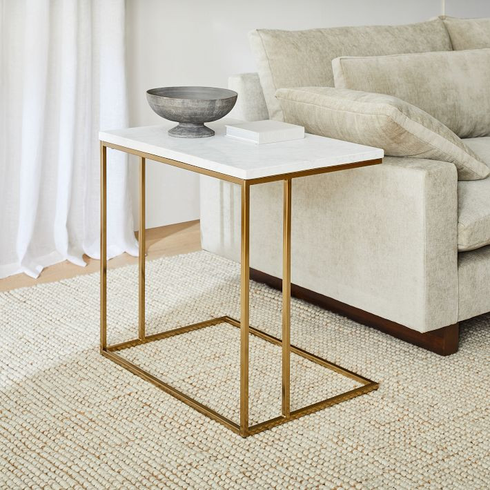 Streamline Wide C-Side Table (26") - Marble | West Elm (US)