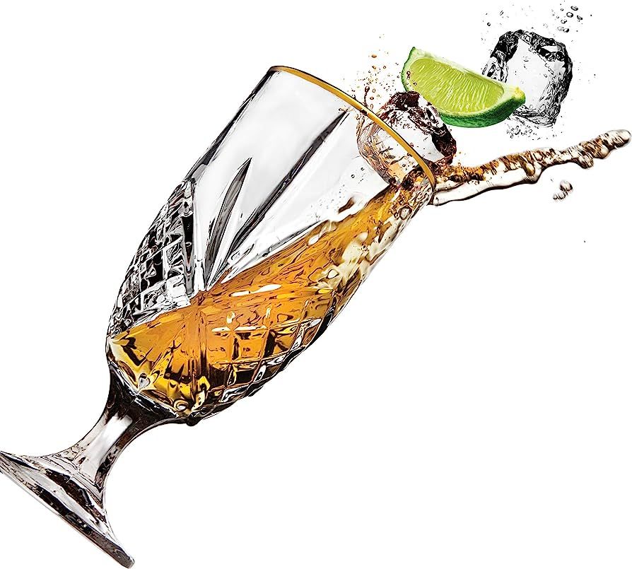 Godinger Iced Beverage Glasses, Gold Banded - Dublin Crystal, Set of 4 | Amazon (US)