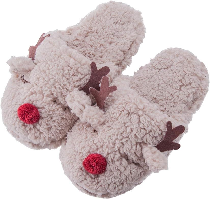 Womens Fuzzy Slippers Non-Skid Animal Slippers with Memory Foam Ladies Cute Bedroom Indoor Winter... | Amazon (US)