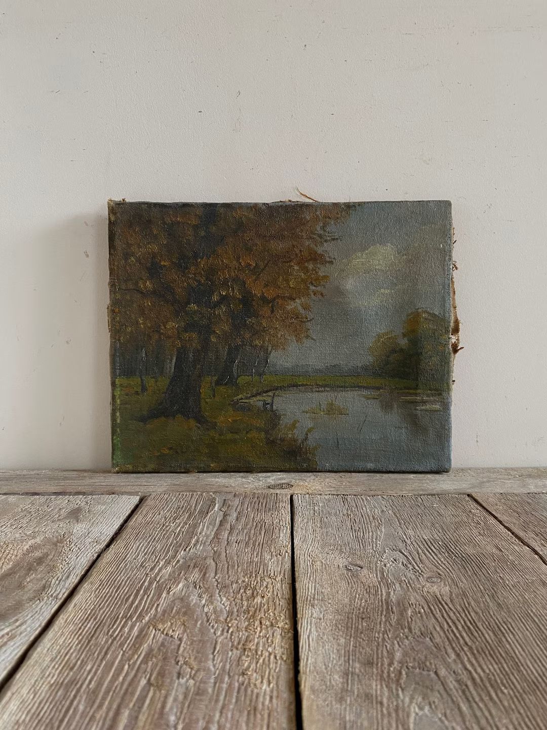 Romantic park oil painting, pond oil painting, super shabby oil painting, fall landscape oil pain... | Etsy (US)