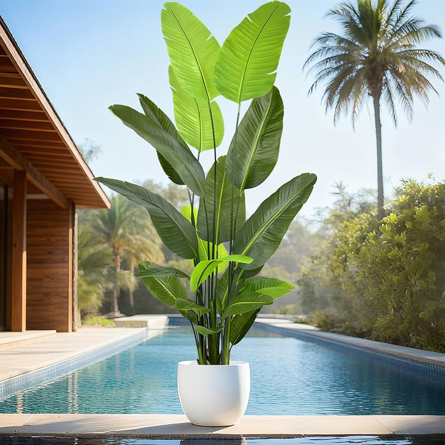 8FT Artificial Bird of Paradise Tree (96in) Tall Large Faux Trees with Realistic Leaves, Fake Flo... | Amazon (US)