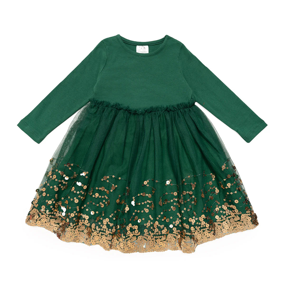 Emerald Sequin Christmas Long Sleeve Tutu Dress | Sweet Wink