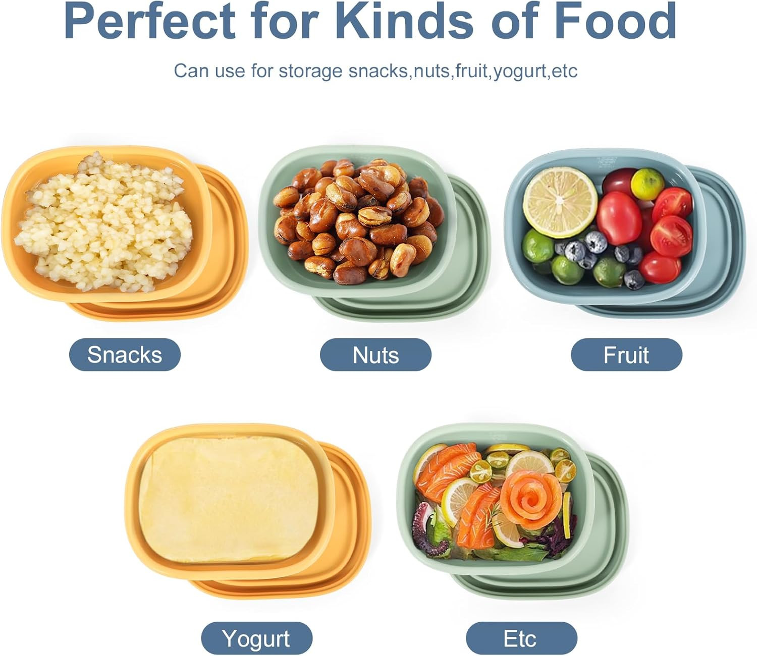 8 pcs 6.76 oz Silicone Snack Containers for Kids Silicone Food Storage Containers with Lids, Reus... | Amazon (US)