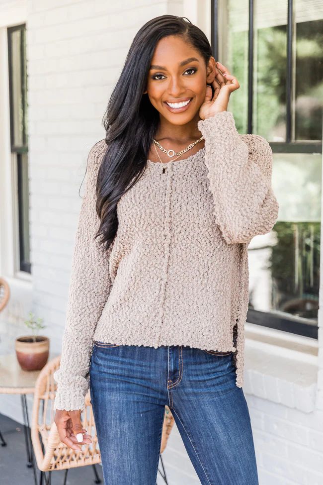 Said It Twice Taupe Popcorn Sweater FINAL SALE | The Pink Lily Boutique