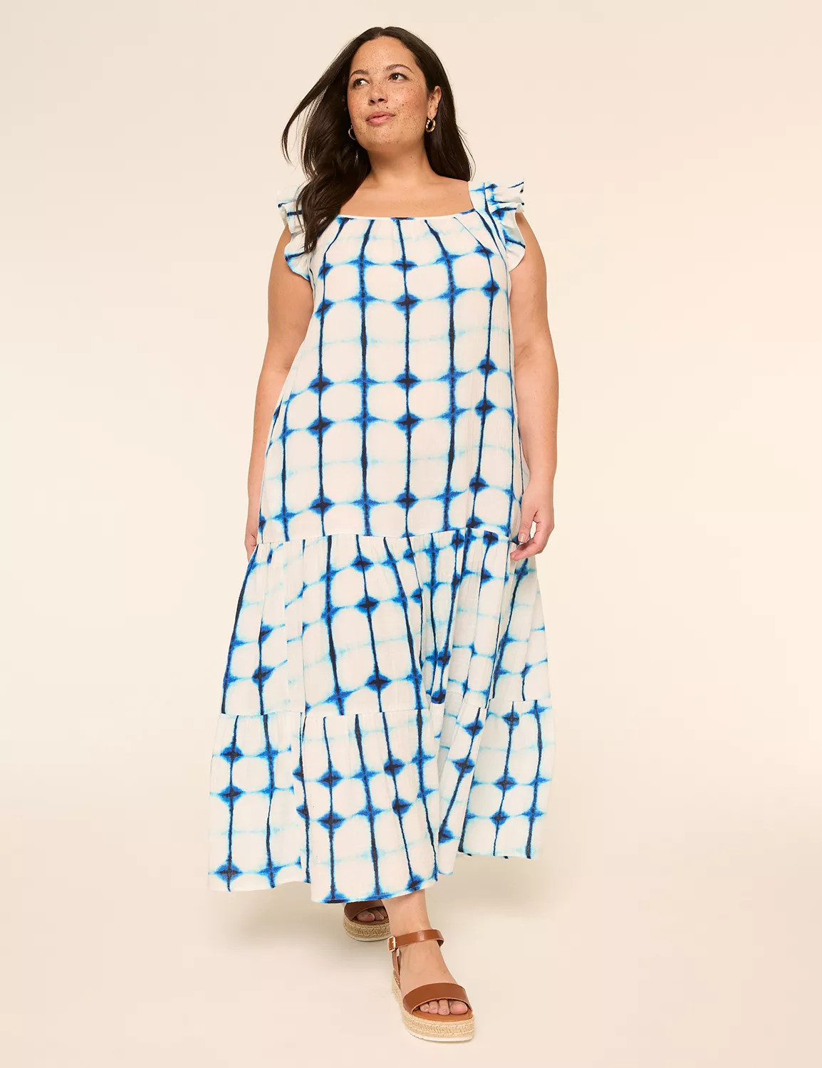 Ruffle-Sleeve Tiered Maxi Dress | Lane Bryant (US)