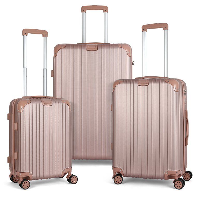 ABQ Town Journey 3pc Hardside Luggage Set with Spinner - Rosegold | Walmart (US)