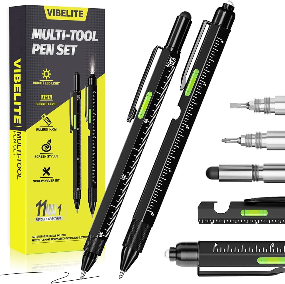 Gifts for Men Dad Him, 11 in 1 Multitool Pen Set with LED, Stylus, Level, Screwdriver, Flathead, ... | Amazon (US)