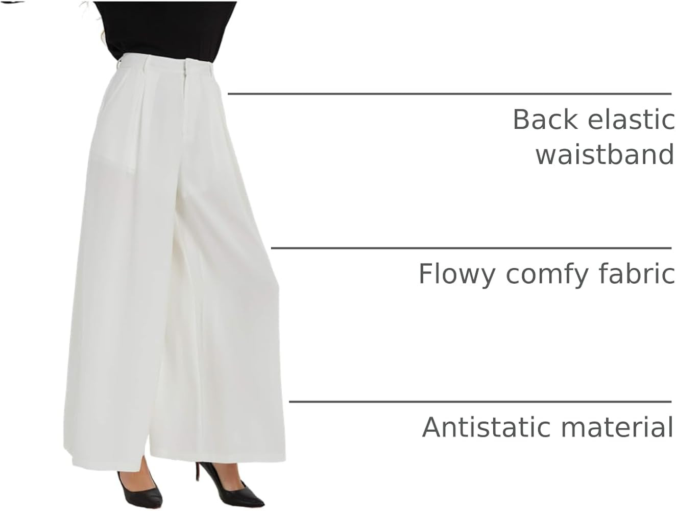 Tronjori Women High Waist Casual Wide Leg Long Palazzo Pants Trousers Regular Size | Amazon (US)