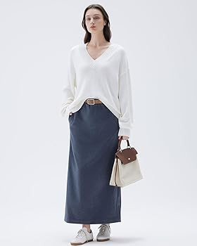 SUUKSESS Women Cashmere Blend Oversized V Neck Long Sleeve Pullover Sweaters | Amazon (US)