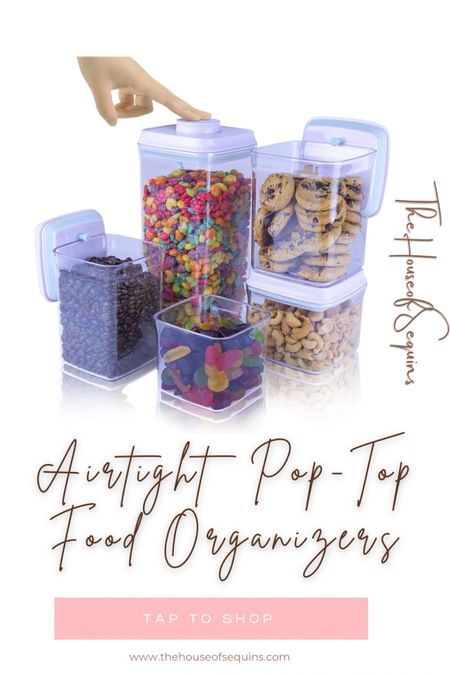 Amazon airtight pop-top food organizers, organized kitchen finds, kitchen hacks, kitchen finds, Amazon kitchen hacks, meal prepping, meal prep, Amazon finds, Walmart finds, amazon must haves #thehouseofsequins #houseofsequins #amazon #walmart #amazonmusthaves #amazonfinds #walmartfinds #amazonhome #lifehacks

