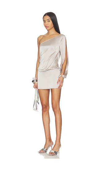 One Shoulder Mini Dress in Silver | Revolve Clothing (Global)