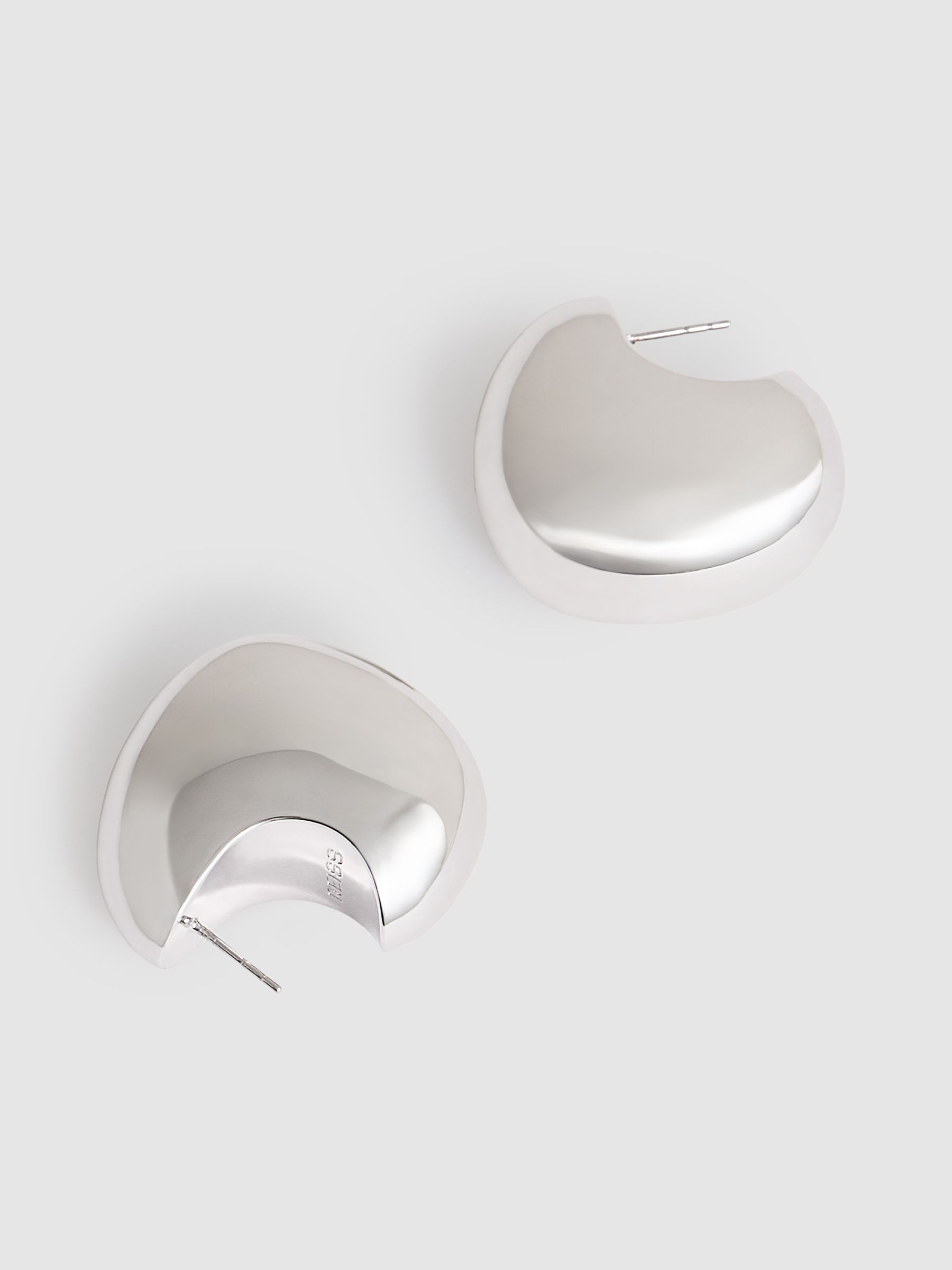 Curve Scoop Earrings in Silver Tone | Reiss UK