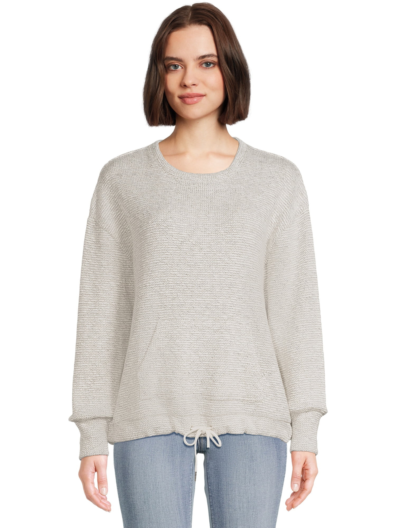 Time and Tru Women's Drawstring Hem Textured Top, Sizes XS-XXXL | Walmart (US)