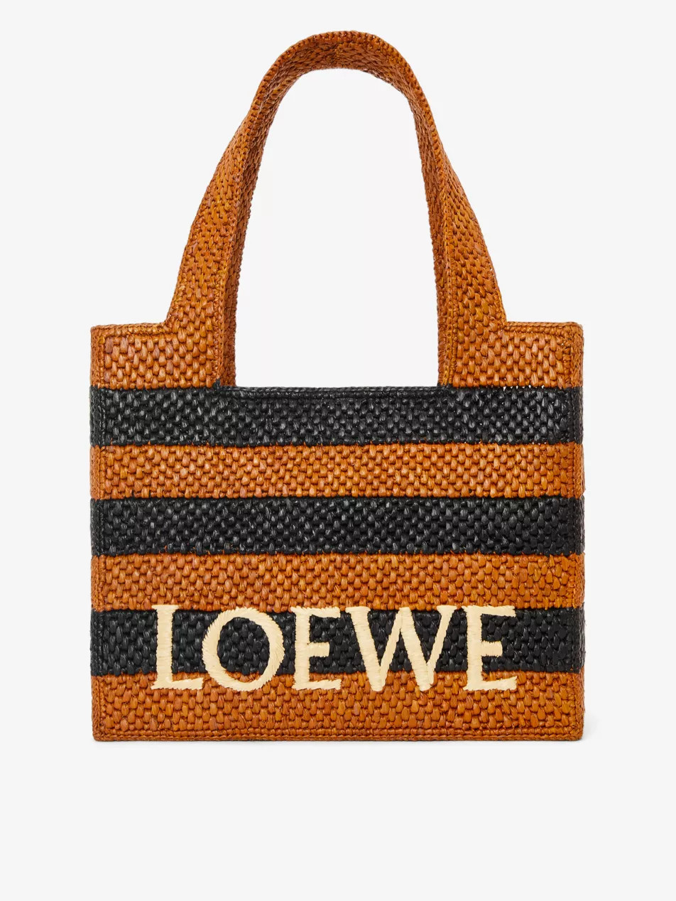 Loewe x Paula's Ibiza medium striped raffia logo tote bag | Selfridges