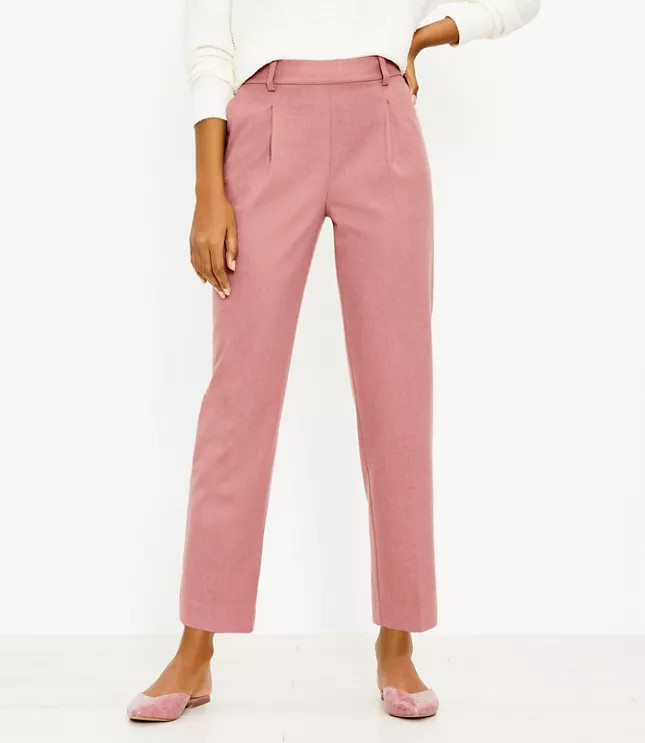 Pull On Tapered Pants in Brushed Flannel | LOFT