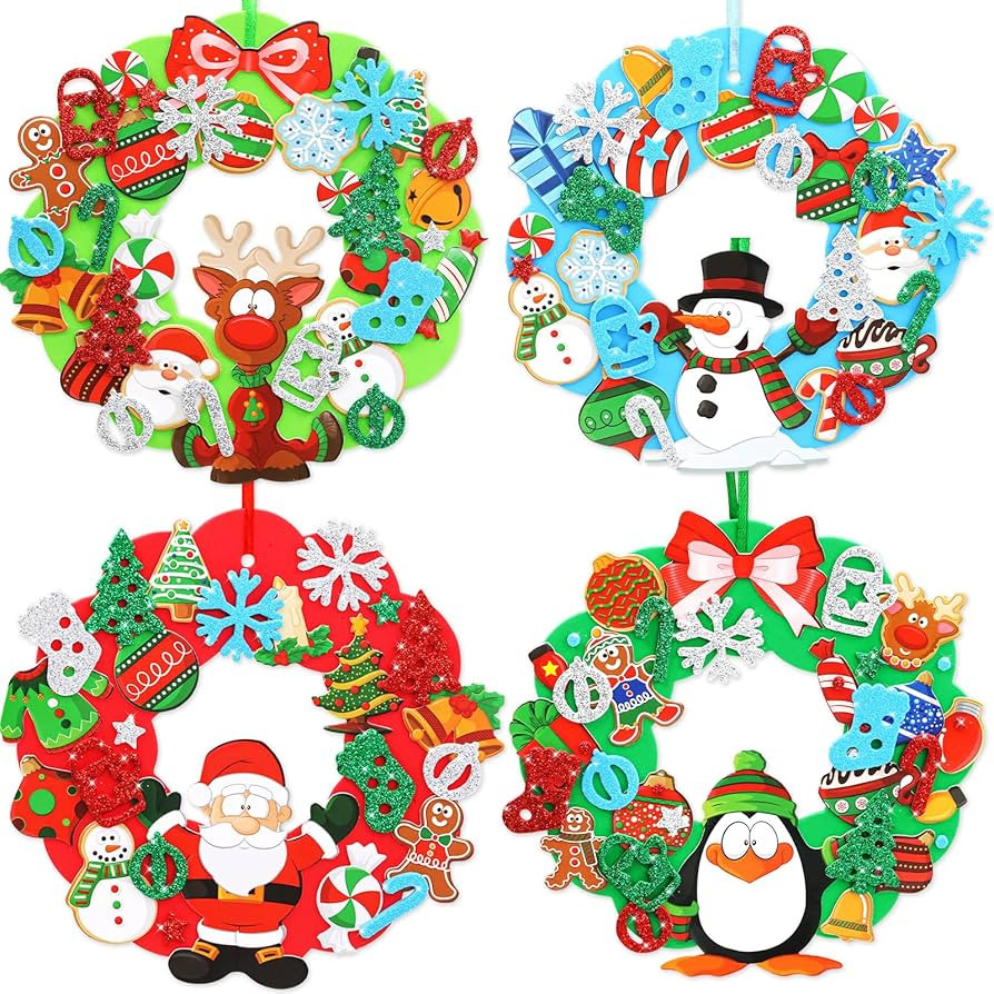 Fancy Land 16 Sets Christmas Crafts for Kids Holiday Winter Foam DIY Christmas Wreath Ornaments C... | Amazon (US)