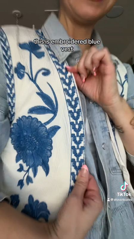 This blue floral embroidered vest is under $20 and perfect for spring and summer layering 😍 paired with my denim button down dress, white double layer tube top (petite s) and blue pink western boots (5.5 size) 

Western outfits 
Vest Outfit 
Denim outfit
Western boots 
Summer outfit 
Amazon fashion 
Lulus


#LTKstyletip #LTKVideo #LTKfindsunder50