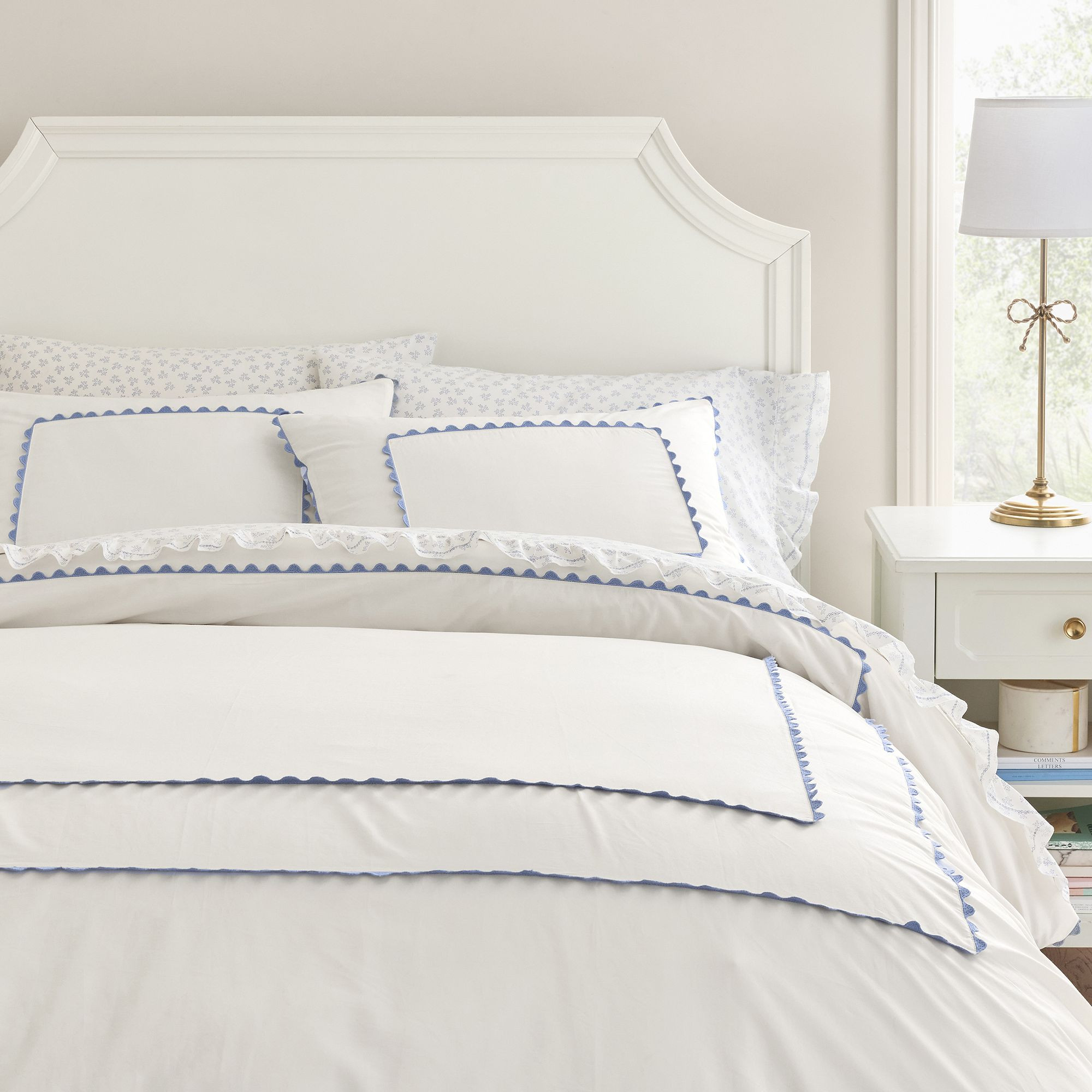 Organic Mini Ricrac Border Duvet, Twin/Twin XL, Chambray Blue | Pottery Barn Teen