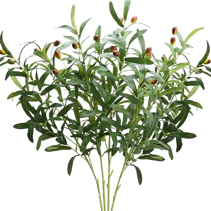 HO2NLE 37.5inch Olive Branches Stems Artificial Greenery Olive Branches for Vases Faux Olive Stem... | Amazon (US)