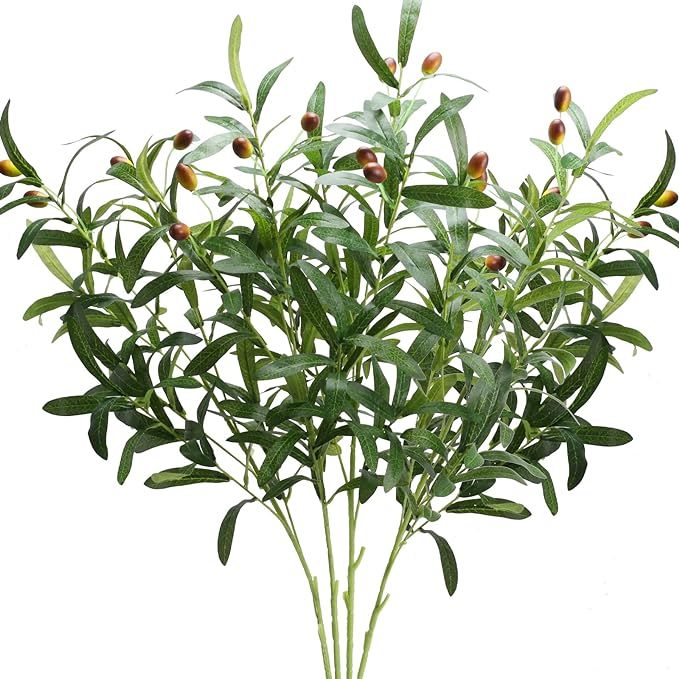 HO2NLE 37.5inch Olive Branches Stems Artificial Greenery Olive Branches for Vases Faux Olive Stem... | Amazon (US)