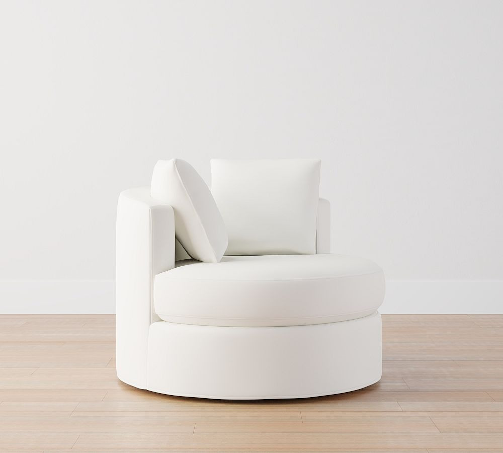 Balboa Slipcovered Swivel Chair | Pottery Barn (US)