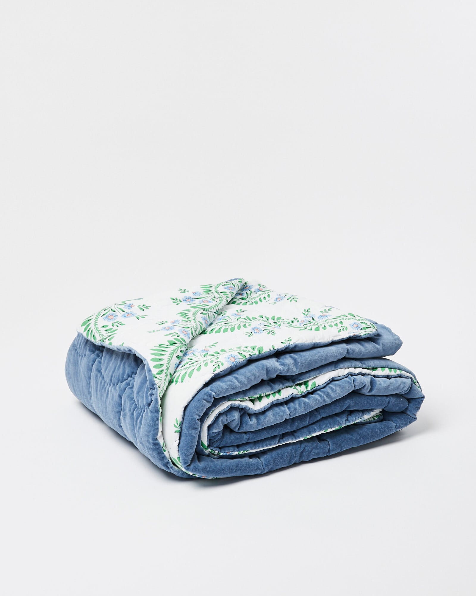 Olivia Printed Blue Velvet Bedspread | Oliver Bonas | Oliver Bonas (Global)