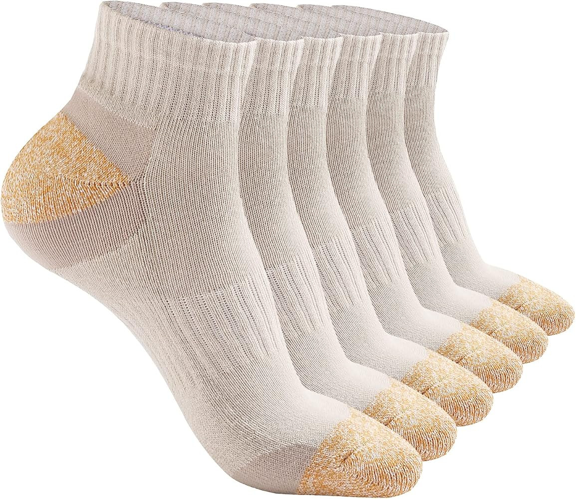 Hepsibah Womens Athletic Ankle Socks Cotton Thick Cushion Low Cut Running Sport Tab Socks 6 Pack | Amazon (US)