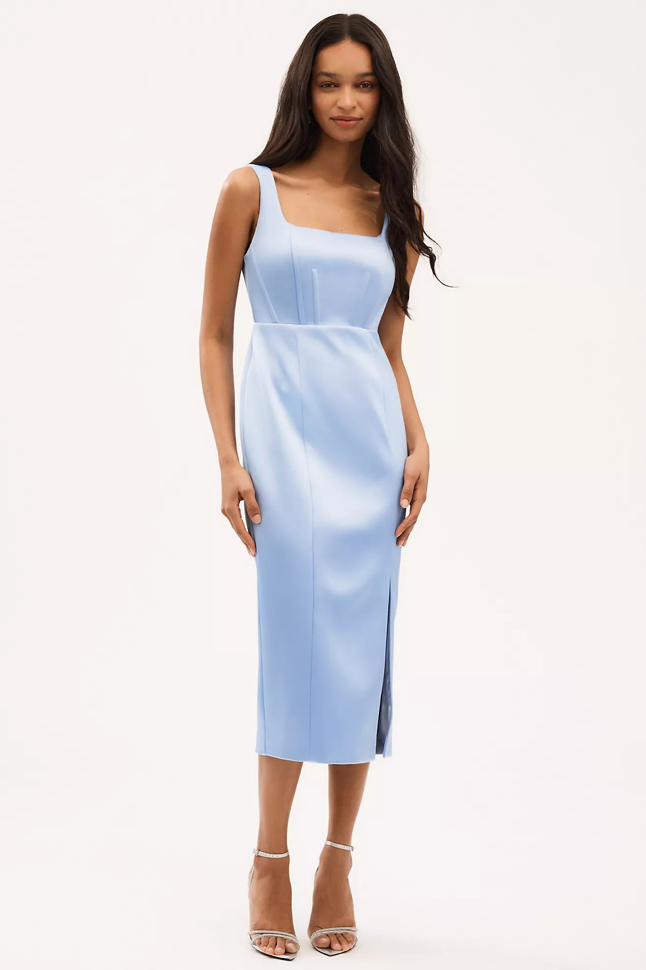 BHLDN Ellie Sleeveless Square-Neck Corset Midi Dress | Anthropologie (US)