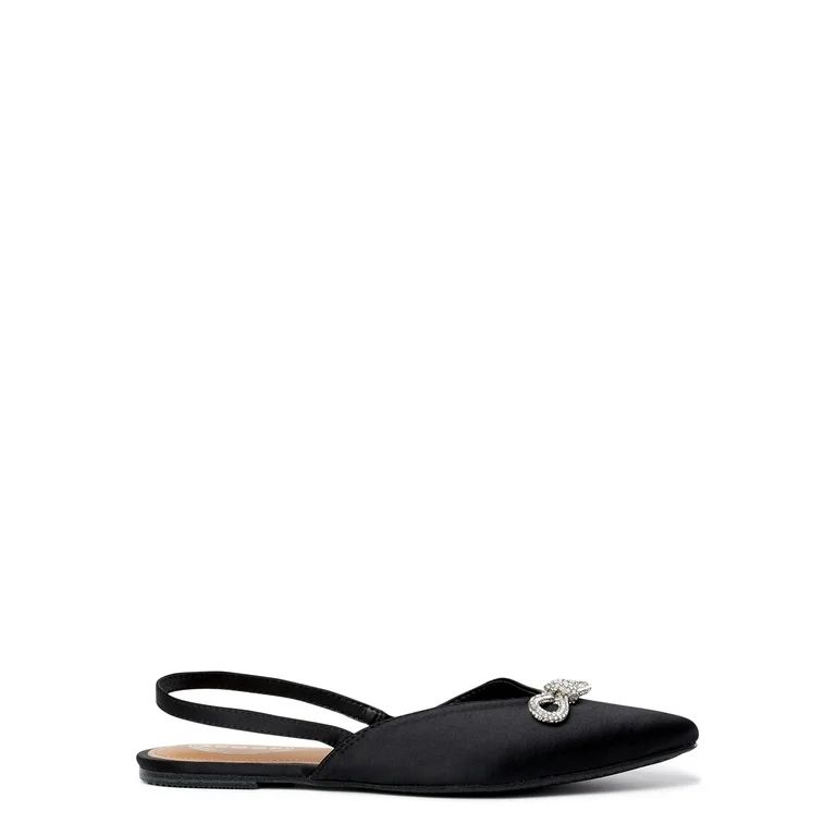 Scoop Women's Satin Embellished Slingback Flats | Walmart (US)