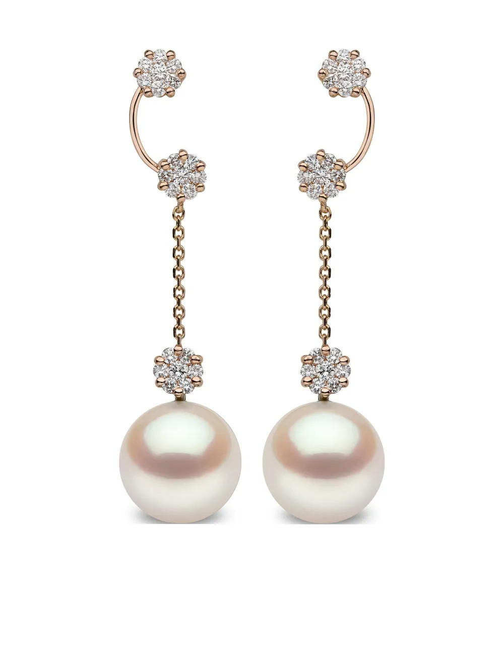 Yoko London 18K rose gold freshwater-pearl and diamond earrings - Pink | Farfetch Global