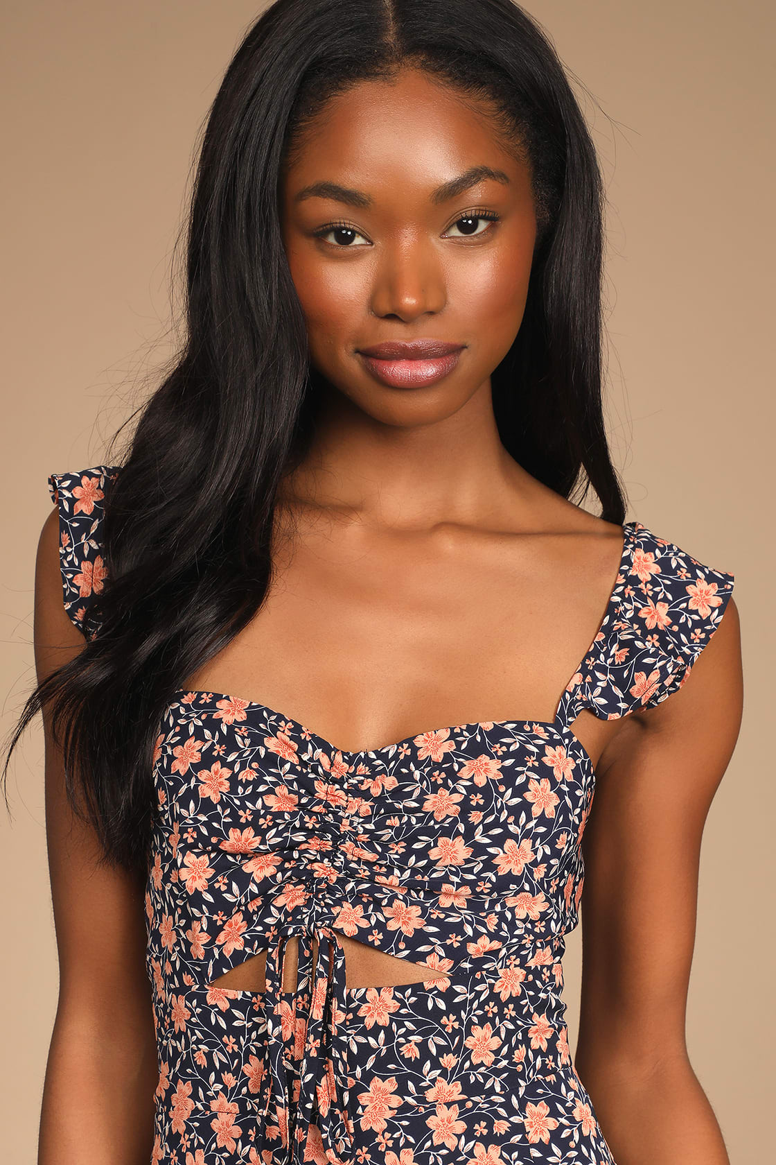 The Way to Love Navy Blue Floral Print Ruffled Maxi Dress | Lulus (US)