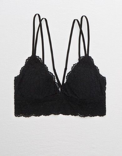 Aerie Sugar Cookie Lace Padded Strappy Bralette | American Eagle Outfitters (US & CA)