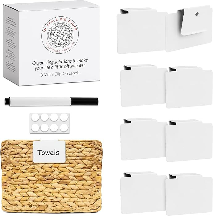 Labels for Storage Bins | Metal Storage Bin Clips (2.5\u201d x 3.5\u201d) - Set of 8 Basket Clip ... | Amazon (US)