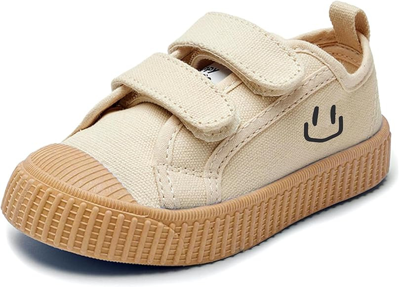 HAPPY NOCNOC Toddler Shoes for Boys & Girls, Canvas Velcro Sneakers with Candy-Colored Sole Size ... | Amazon (US)